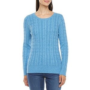 John's Bay Womens Cable Crew Neck Long Sleeve Pullover Sweater color bl…‎